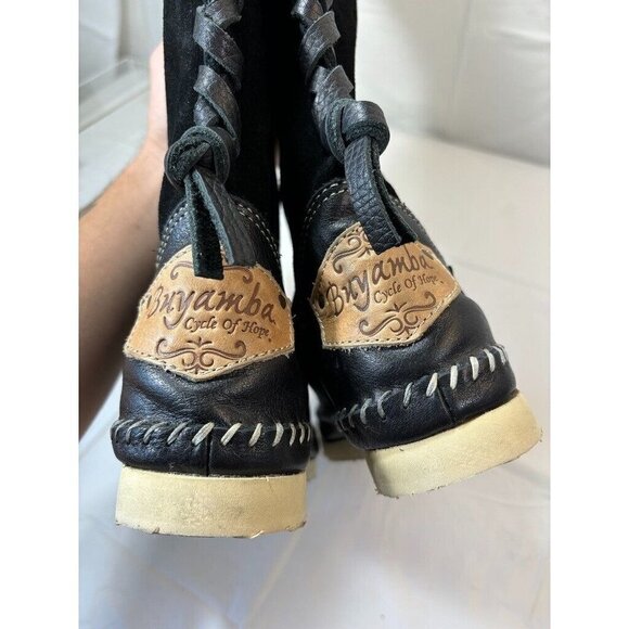 Anthropologie Buyamba Cycle of Hope Tall Black Lace up Boots Italy - Picture 10 of 14